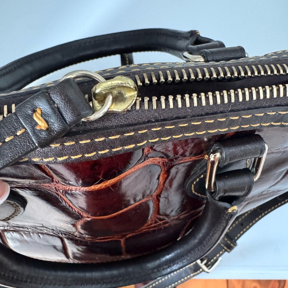 SOLD: Dooney & Bourke Croc-Embossed Leather Satchel - Picture 11 of 14